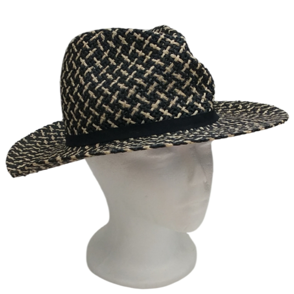 LOFT Black and Tan Woven Accessory Women's Hat. Size M/L